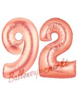 Zahl 92 Rosegold Luftballons aus Folie zum 92. Geburtstag, 100 cm, inklusive Helium