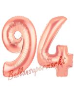 Zahl 94 Rosegold Luftballons aus Folie zum 94. Geburtstag, 100 cm, inklusive Helium