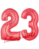 Zahl 23 Rot, Luftballons aus Folie zum 23. Geburtstag, 100 cm, inklusive Helium