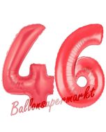 Zahl 46 Rot, Luftballons aus Folie zum 46. Geburtstag, 100 cm, inklusive Helium