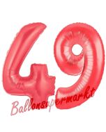 Zahl 49 Rot, Luftballons aus Folie zum 49. Geburtstag, 100 cm, inklusive Helium