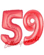 Zahl 59, Rot, Luftballons aus Folie zum 59. Geburtstag, 100 cm, inklusive Helium