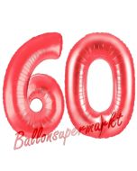 Zahl 60, Rot, Luftballons aus Folie zum 60. Geburtstag
