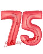 Zahl 75 Rot, Luftballons aus Folie zum 75. Geburtstag, 100 cm, inklusive Helium