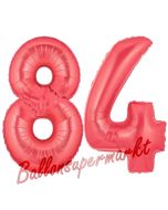 Zahl 84 Rot, Luftballons aus Folie zum 84. Geburtstag, 100 cm, inklusive Helium