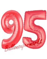 Zahl 95, Rot, Luftballons aus Folie zum 95. Geburtstag, 100 cm, inklusive Helium