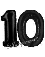 Zahl 10 Schwarz, Luftballons aus Folie zum 10. Geburtstag, 100 cm, inklusive Helium
