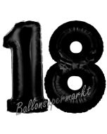 Zahl 18 Schwarz, Luftballons aus Folie zum 18. Geburtstag, 100 cm, inklusive Helium