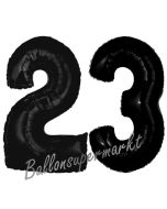 Zahl 23 Schwarz, Luftballons aus Folie zum 23. Geburtstag, 100 cm, inklusive Helium