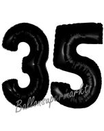Zahl 35 Schwarz, Luftballons aus Folie zum 35. Geburtstag, 100 cm, inklusive Helium