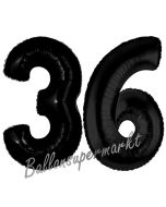 Zahl 36 Schwarz, Luftballons aus Folie zum 36. Geburtstag, 100 cm, inklusive Helium