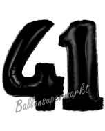 Zahl 41 Schwarz, Luftballons aus Folie zum 41. Geburtstag, 100 cm, inklusive Helium