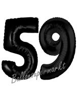 Zahl 59 Schwarz, Luftballons aus Folie zum 59. Geburtstag, 100 cm, inklusive Helium