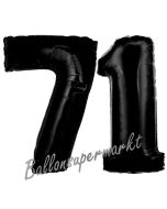 Zahl 71 Schwarz, Luftballons aus Folie zum 71. Geburtstag, 100 cm, inklusive Helium