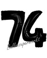 Zahl 74 Schwarz, Luftballons aus Folie zum 74. Geburtstag, 100 cm, inklusive Helium