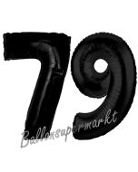 Zahl 79 Schwarz Luftballons aus Folie zum 79. Geburtstag, 100 cm, inklusive Helium