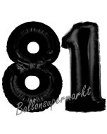 Zahl 81 Schwarz Luftballons aus Folie zum 81. Geburtstag, 100 cm, inklusive Helium