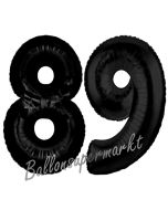 Zahl 89 Schwarz Luftballons aus Folie zum 89. Geburtstag, 100 cm, inklusive Helium