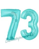 Zahl 73 Türkis, Luftballons aus Folie zum 73. Geburtstag, 100 cm, inklusive Helium