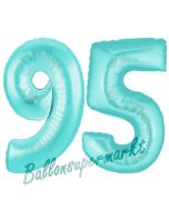 Zahl 95, Türkis, Luftballons aus Folie zum 95. Geburtstag, 100 cm, inklusive Helium