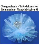 Gastgeschenk und Tafeldekoration zur Kommunion, Mandelsäckchen Tüll-Bouquet 01