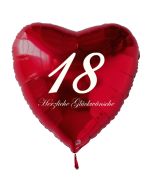 Roter Herzluftballon zum 18. Geburtstag, 61 cm