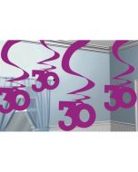 Dekoration zum 30. Geburtstag, Zahlenwirbler Pink Shimmer 30