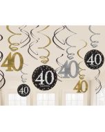 Dekoration zum 40. Geburtstag, Zahlenwirbler Sparkling Celebration