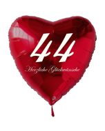 Zum 44. Geburtstag, roter Herzluftballon mit Helium
