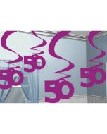 Dekoration zum 50. Geburtstag, Zahlenwirbler Pink Shimmer 50