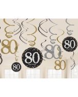 Dekoration zum 80. Geburtstag, Zahlenwirbler Sparkling Celebration