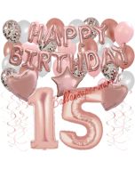 Dekorations-Set mit Ballons zum 15. Geburtstag, Happy Birthday Dream, 42 Teile