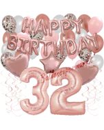 Dekorations-Set mit Ballons zum 32. Geburtstag, Happy Birthday Dream, 42 Teile