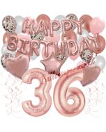 Dekorations-Set mit Ballons zum 36. Geburtstag, Happy Birthday Dream, 42 Teile