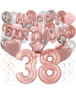 Dekorations-Set mit Ballons zum 38. Geburtstag, Happy Birthday Dream, 42 Teile