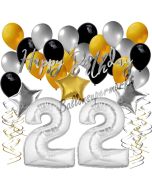 22. Geburtstag Dekorations-Set mit Ballons Happy Birthday Glamour, 34 Teile