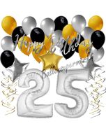 25. Geburtstag Dekorations-Set mit Ballons Happy Birthday Glamour, 34 Teile