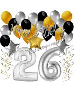 26. Geburtstag Dekorations-Set mit Ballons Happy Birthday Glamour, 34 Teile