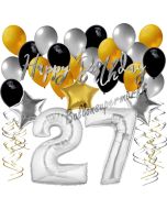 27. Geburtstag Dekorations-Set mit Ballons Happy Birthday Glamour, 34 Teile