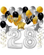 28. Geburtstag Dekorations-Set mit Ballons Happy Birthday Glamour, 34 Teile