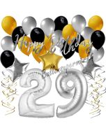 29. Geburtstag Dekorations-Set mit Ballons Happy Birthday Glamour, 34 Teile