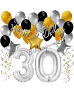 30. Geburtstag Dekorations-Set mit Ballons Happy Birthday Glamour, 34 Teile