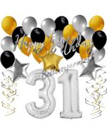 31. Geburtstag Dekorations-Set mit Ballons Happy Birthday Glamour, 34 Teile