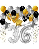 36. Geburtstag Dekorations-Set mit Ballons Happy Birthday Glamour, 34 Teile