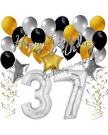 37. Geburtstag Dekorations-Set mit Ballons Happy Birthday Glamour, 34 Teile