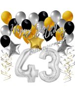 43. Geburtstag Dekorations-Set mit Ballons Happy Birthday Glamour, 34 Teile