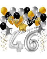 46. Geburtstag Dekorations-Set mit Ballons Happy Birthday Glamour, 34 Teile