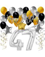 47. Geburtstag Dekorations-Set mit Ballons Happy Birthday Glamour, 34 Teile