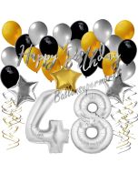 48. Geburtstag Dekorations-Set mit Ballons Happy Birthday Glamour, 34 Teile