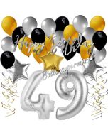 49. Geburtstag Dekorations-Set mit Ballons Happy Birthday Glamour, 34 Teile